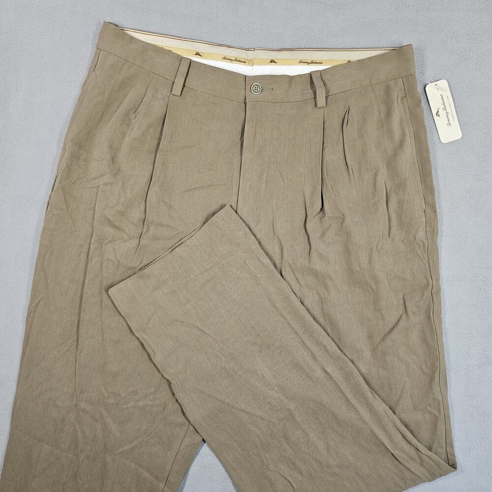 Tommy Bahama Pants Mens 36x32 Silk Rayon Pleated Grayston Caribou Brown NWT